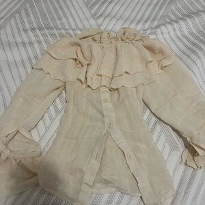 Ruffled Cream Blouse